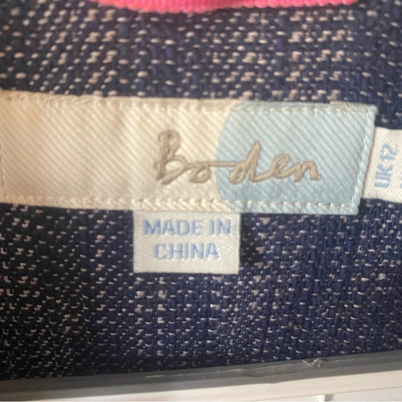 Boden Jacket Blazer Denim Blue Light Tweed - Waist Line Hook - Dressy Casual - Picture 4 of 14